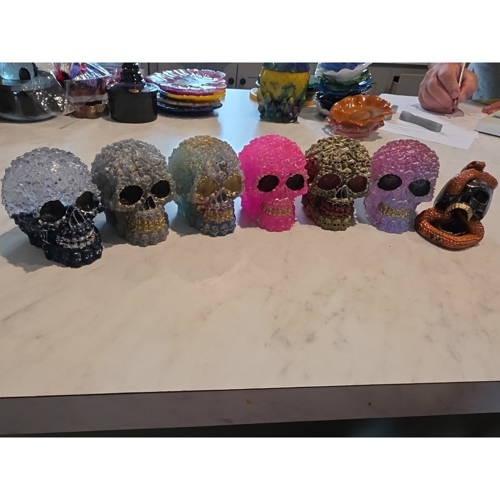 Resin Skull On Skull  Handmade Decoration Gift Paperweight
